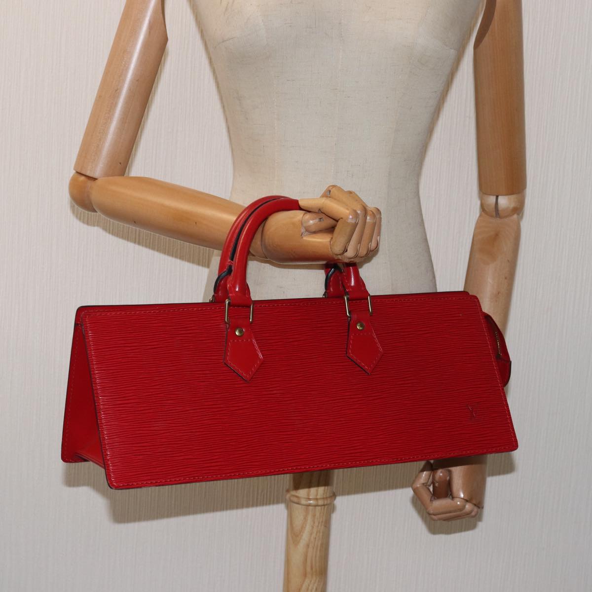 LOUIS VUITTON Epi Sac Triangle Hand Bag Red M52097 LV Auth 80283