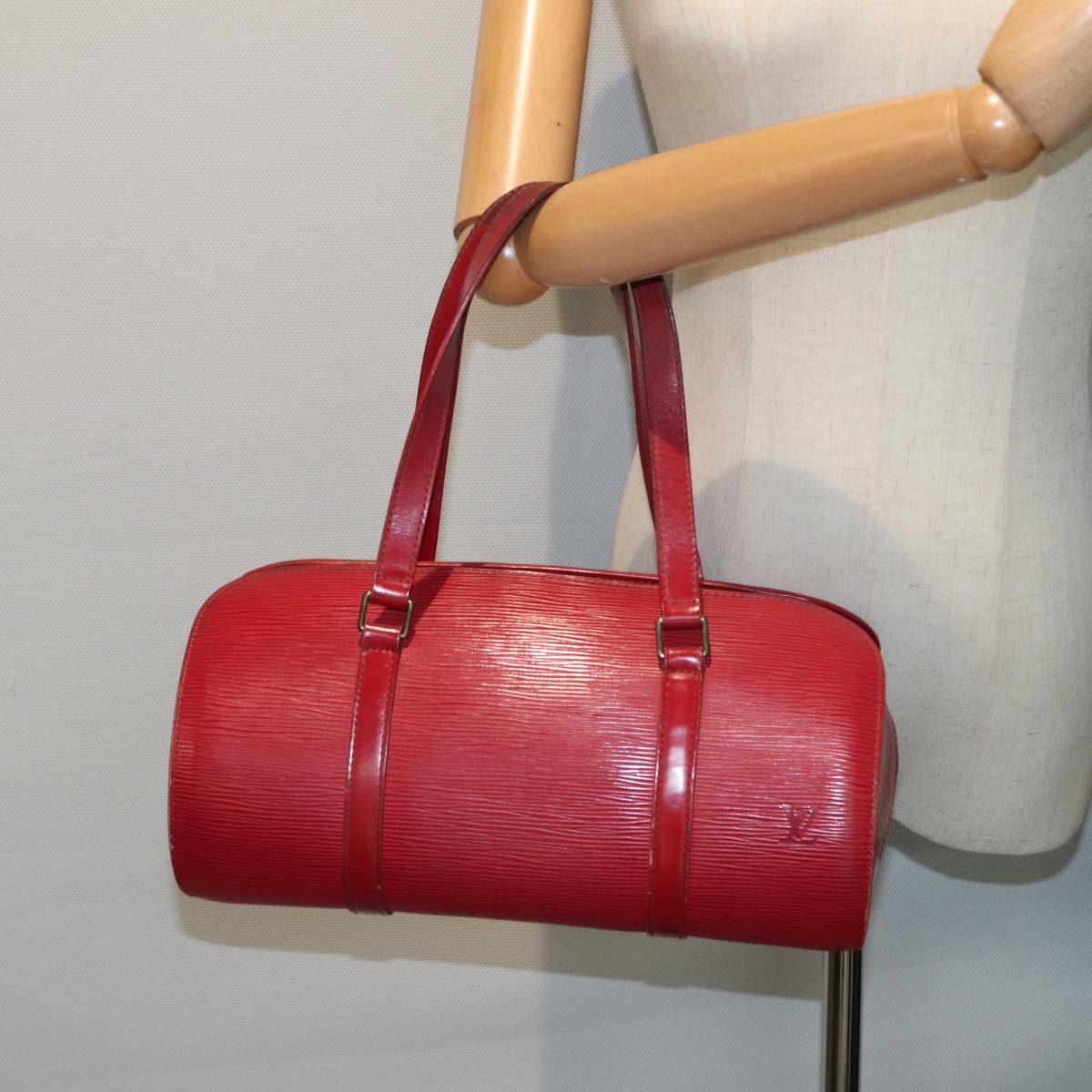 LOUIS VUITTON Epi Soufflot Hand Bag Red M52227 LV Auth 80286