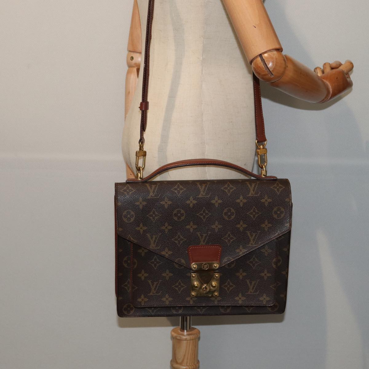 LOUIS VUITTON Monogram Monceau 28 Hand Bag 2way M51185 LV Auth 80337