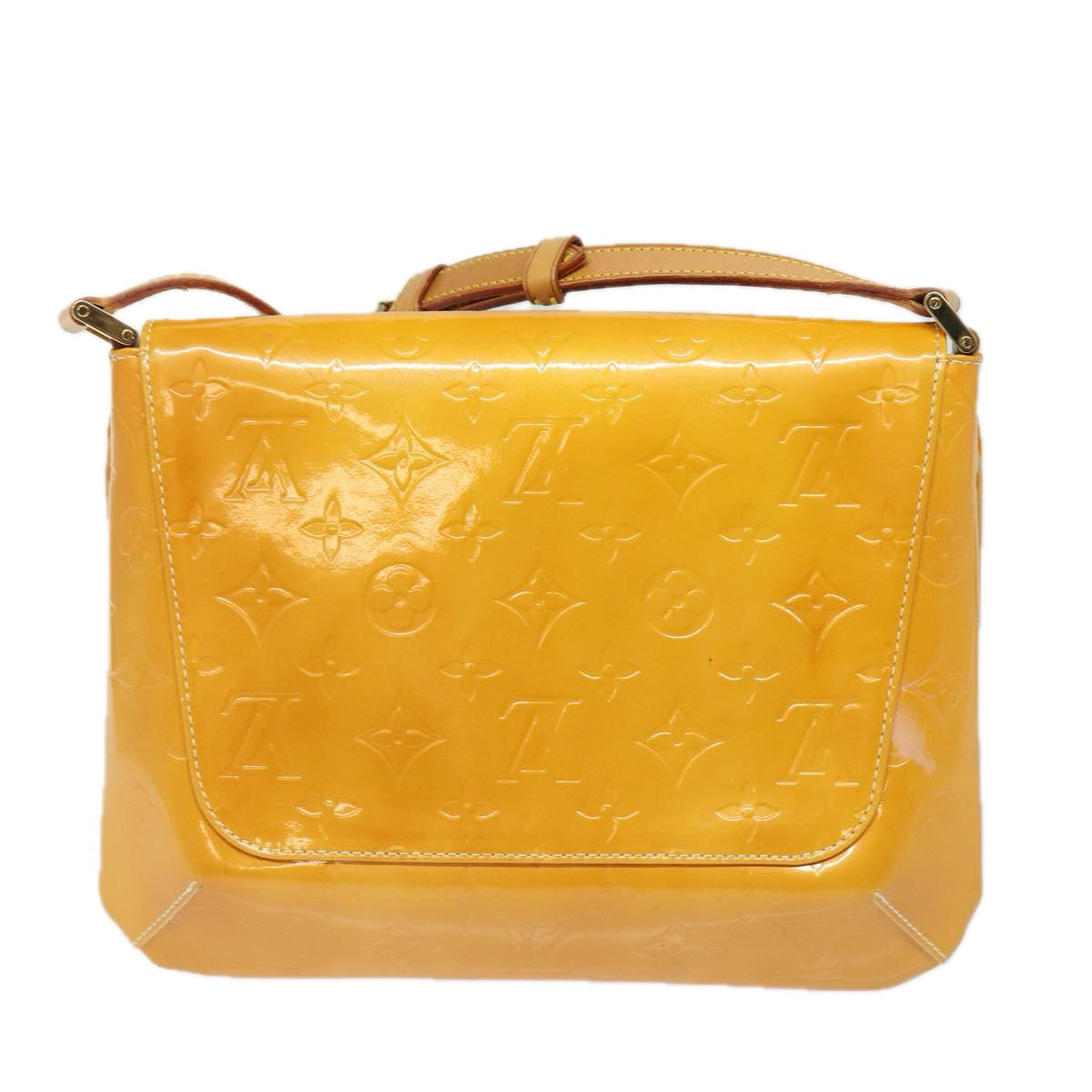 LOUIS VUITTON Monogram Vernis Thompson Street Bag Lime Yellow M91071 Auth 80342