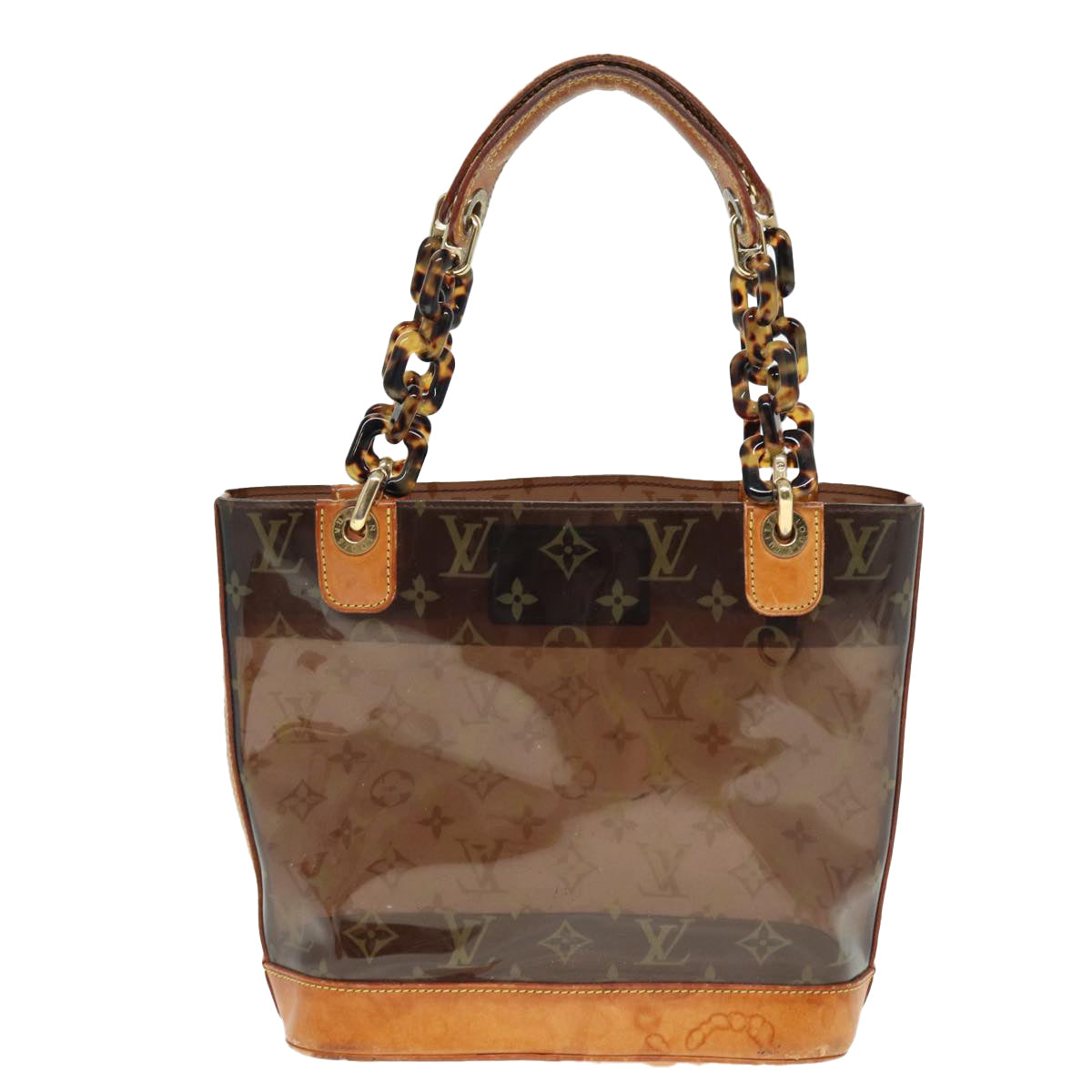 LOUIS VUITTON Monogram Vinyl Cabas Amble PM Tote Bag Brown LV Auth 80349