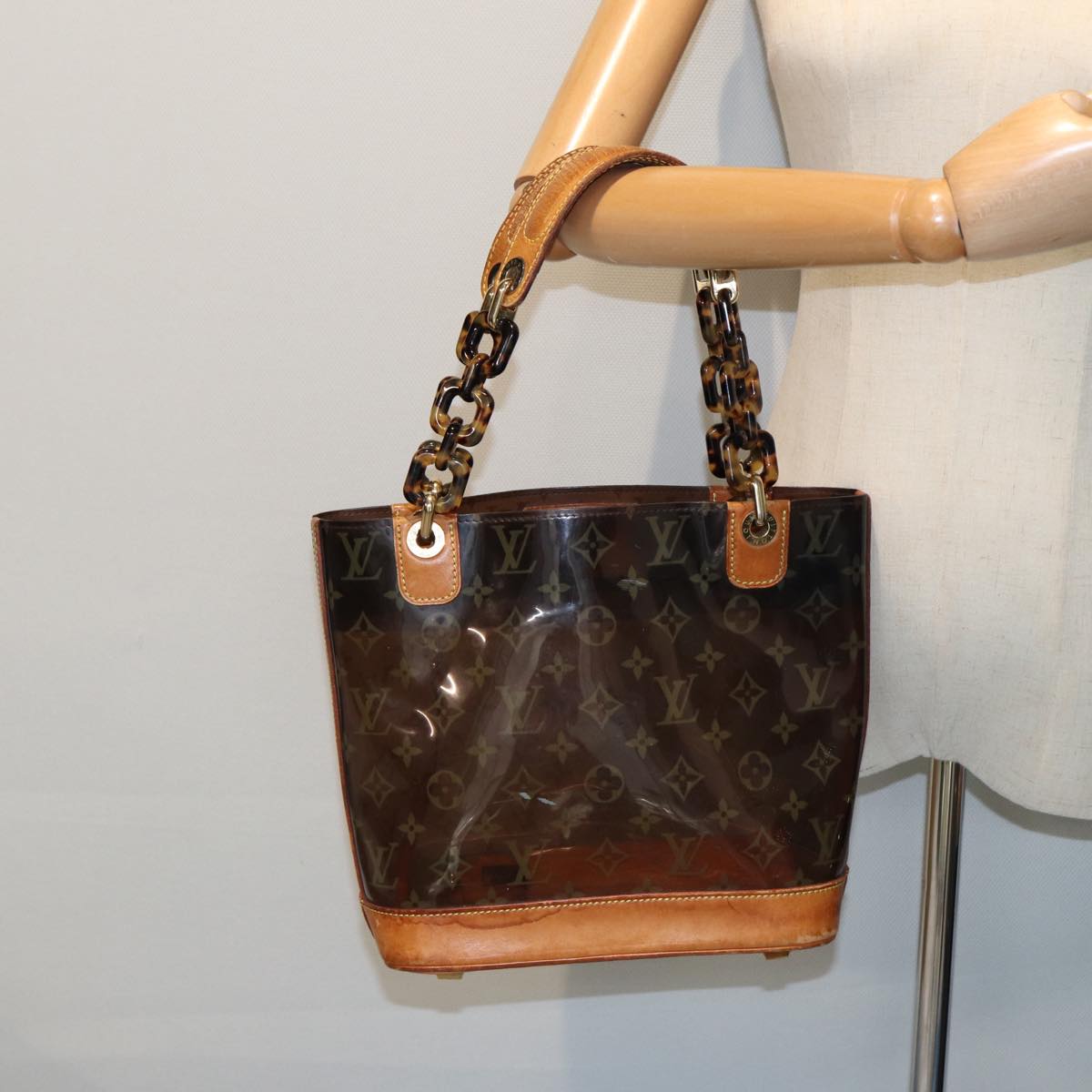 LOUIS VUITTON Monogram Vinyl Cabas Amble PM Tote Bag Brown LV Auth 80349