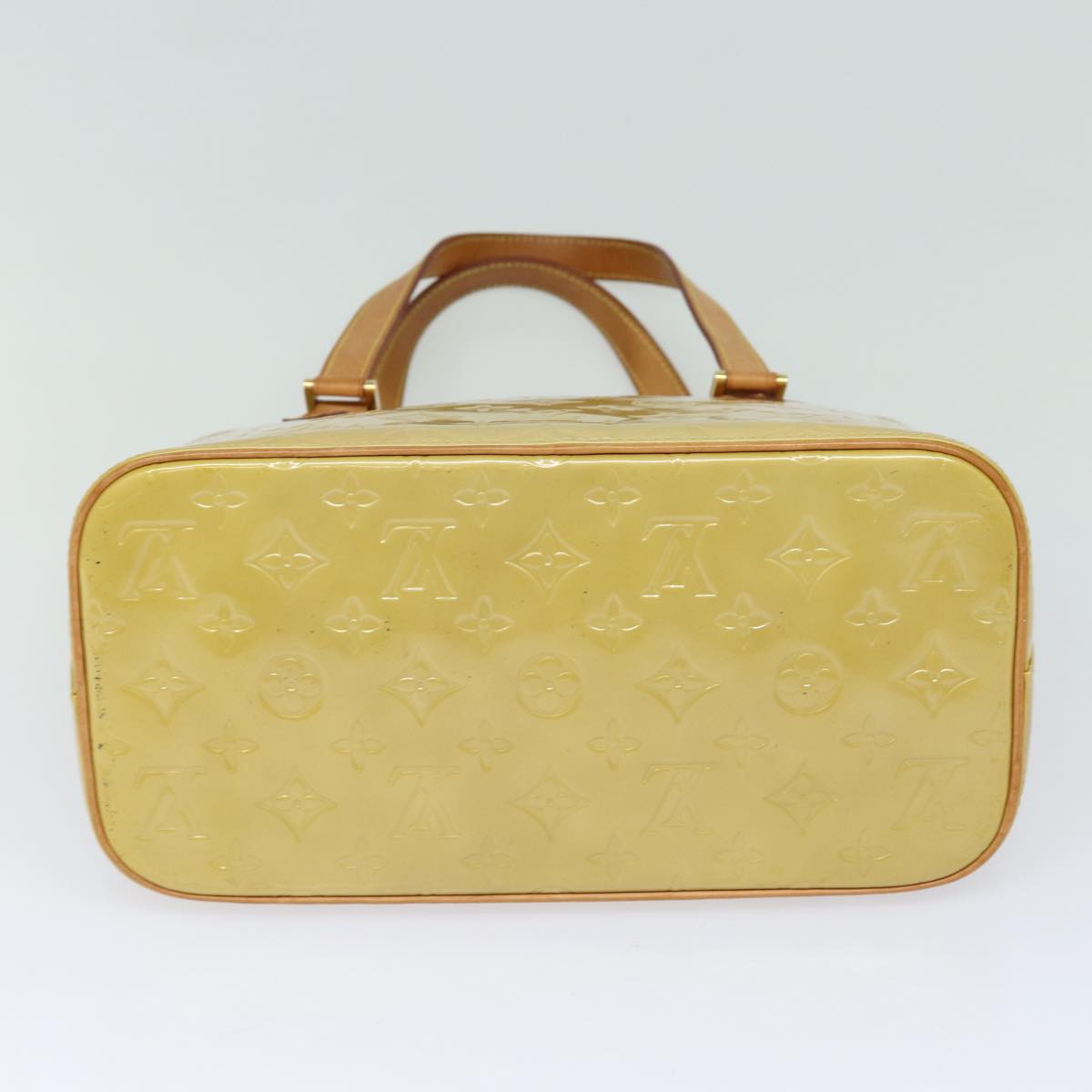 LOUIS VUITTON Monogram Vernis Houston Hand Bag Beige M91004 LV Auth 80360