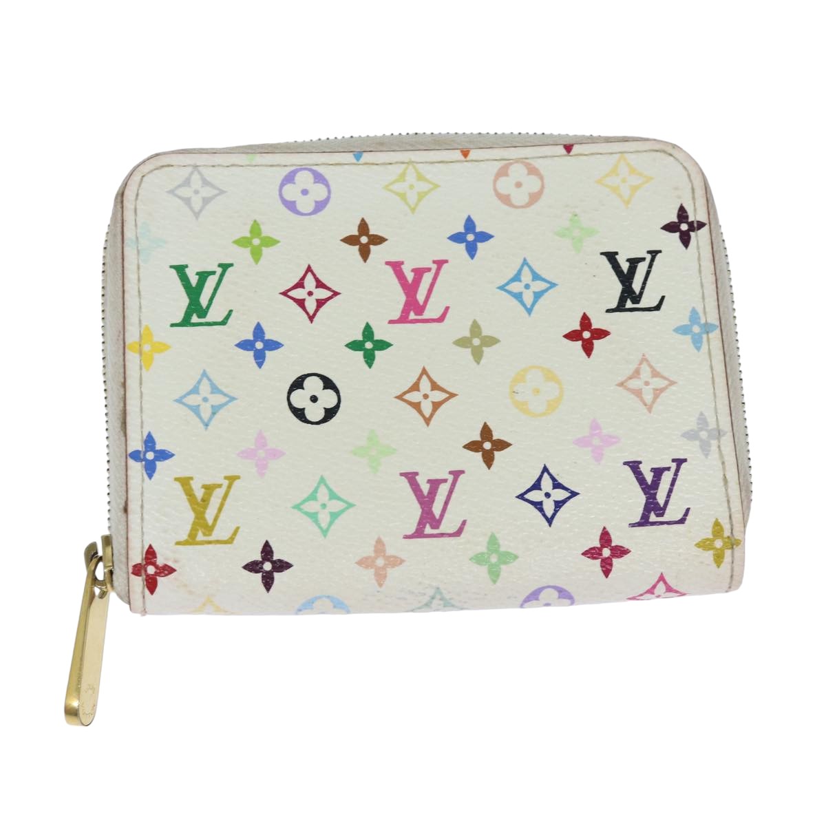 LOUIS VUITTON Monogram Multicolor Zippy Coin Purse White M93741 LV Auth 80435