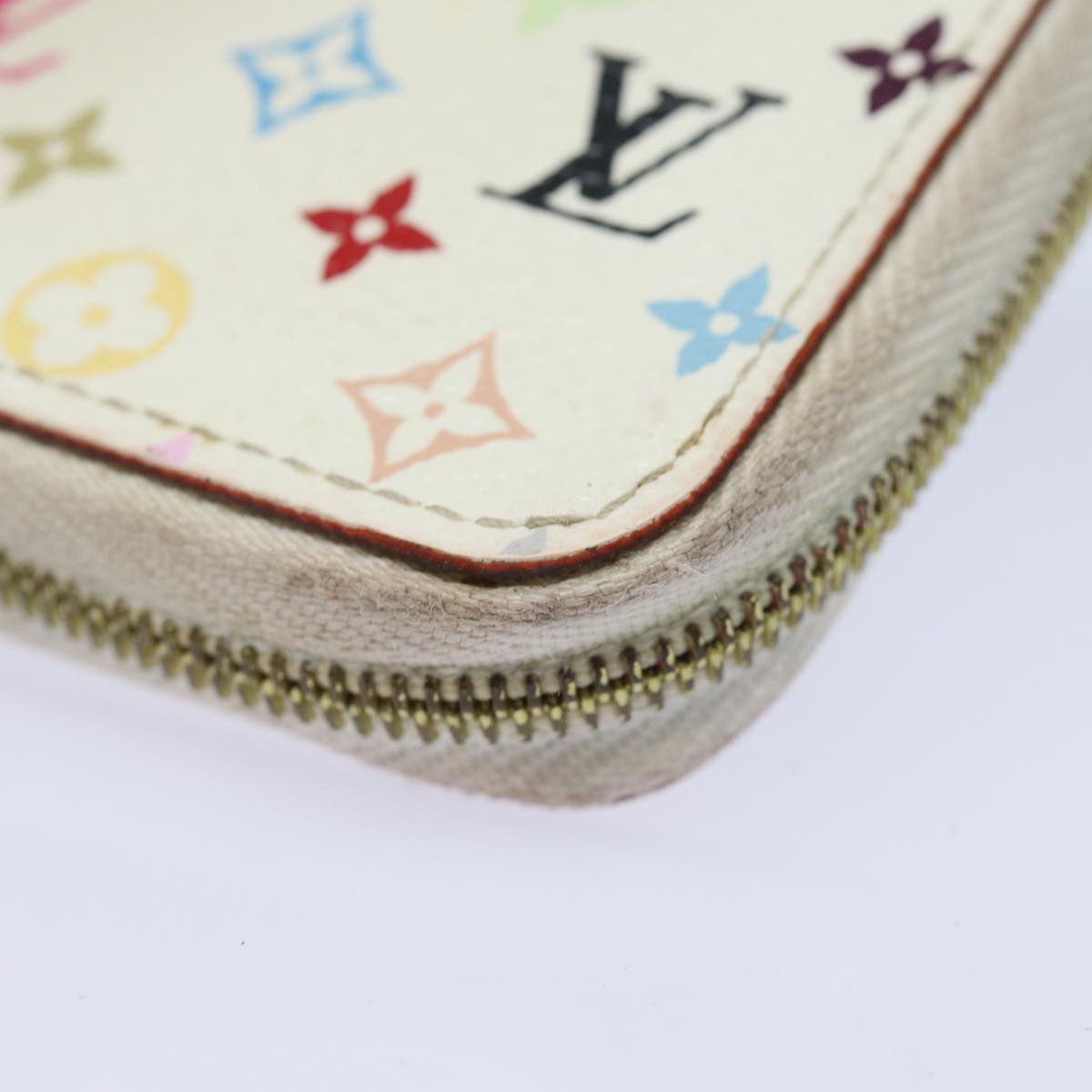 LOUIS VUITTON Monogram Multicolor Zippy Coin Purse White M93741 LV Auth 80435