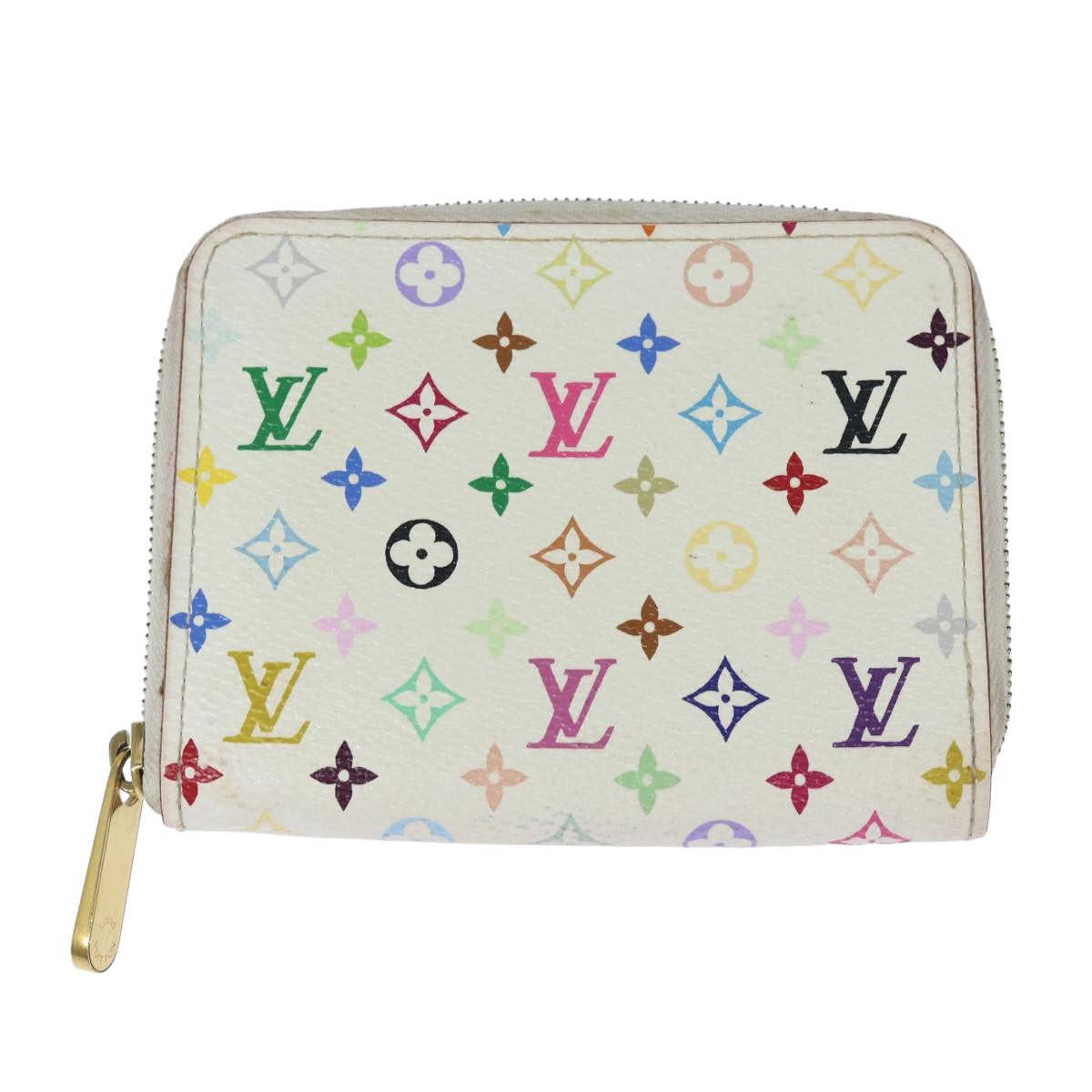 LOUIS VUITTON Monogram Multicolor Zippy Coin Purse White M93741 LV Auth 80435