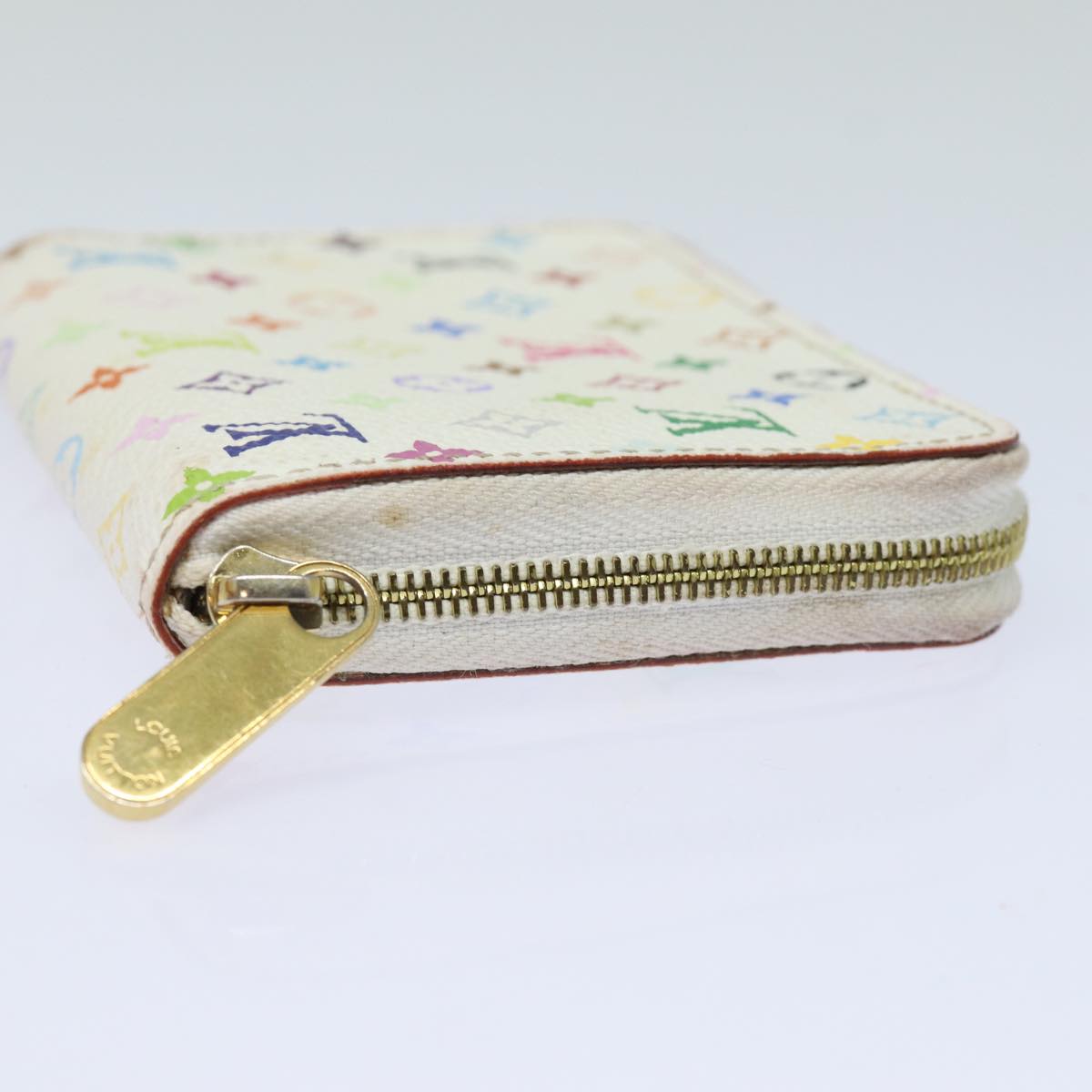 LOUIS VUITTON Monogram Multicolor Zippy Coin Purse White M93741 LV Auth 80435