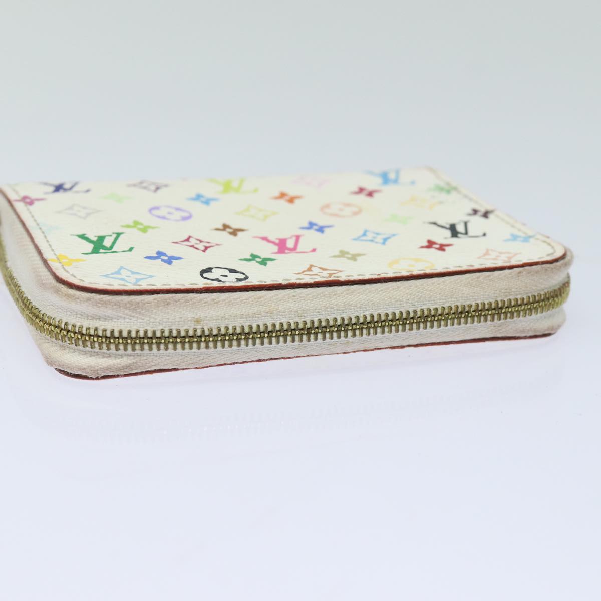 LOUIS VUITTON Monogram Multicolor Zippy Coin Purse White M93741 LV Auth 80435