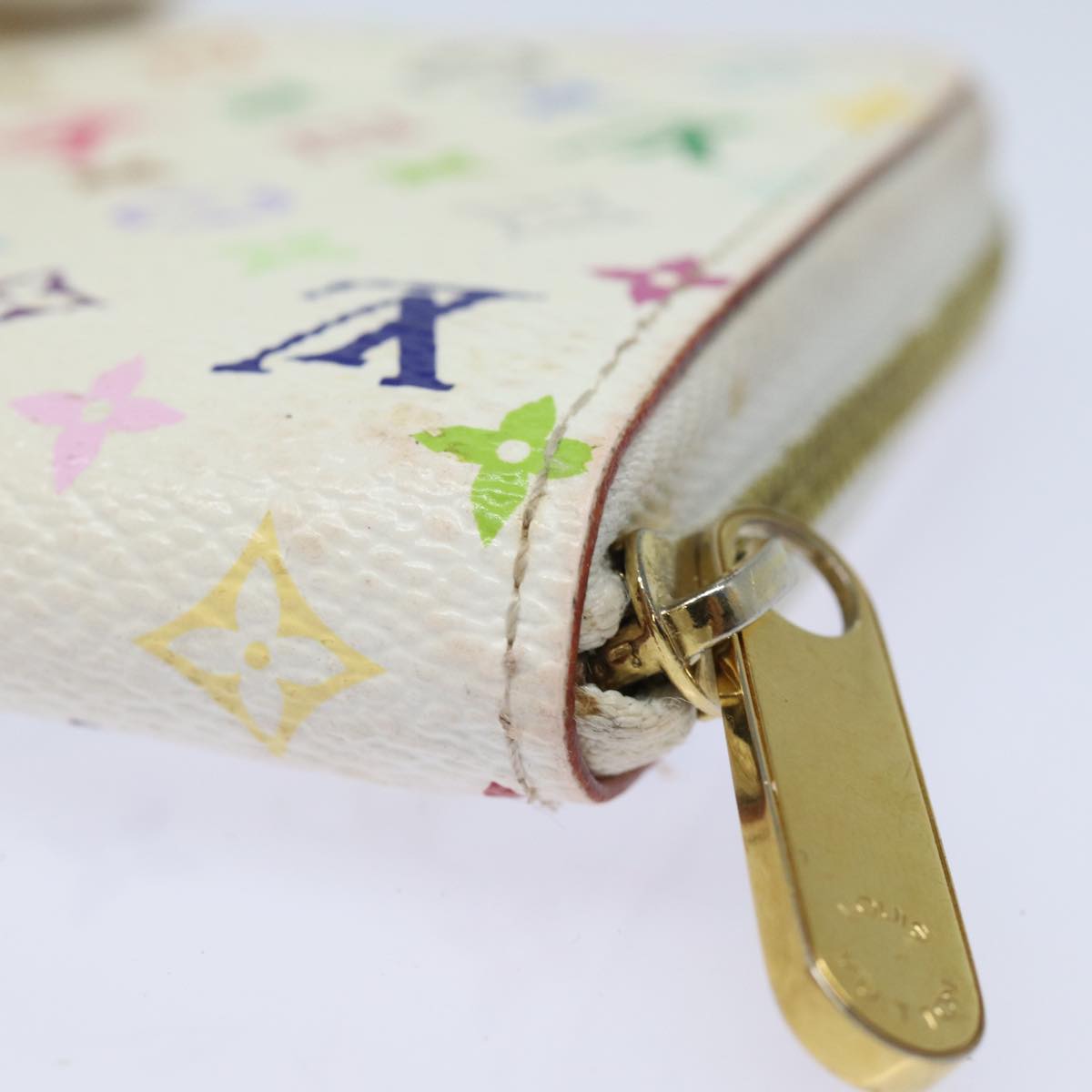 LOUIS VUITTON Monogram Multicolor Zippy Coin Purse White M93741 LV Auth 80435