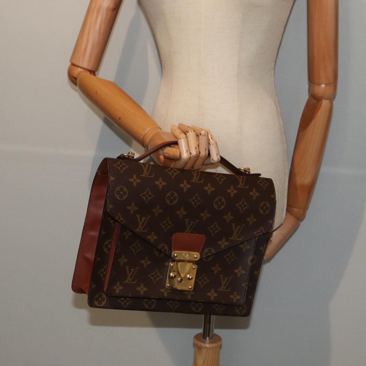 LOUIS VUITTON Monogram Monceau 28 Hand Bag 2way M51185 LV Auth 80506