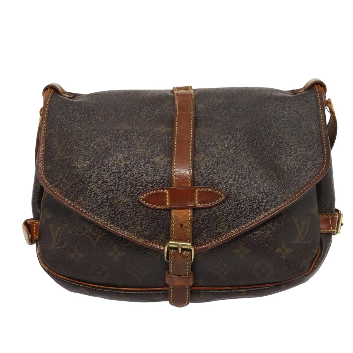 LOUIS VUITTON Monogram Saumur 30 Shoulder Bag M42256 LV Auth 80523