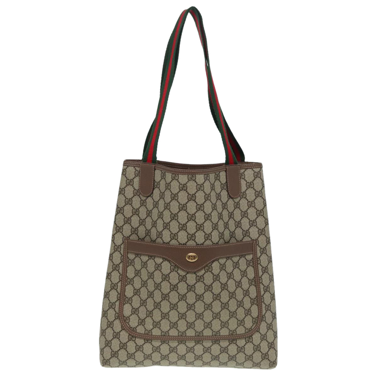 GUCCI GG Supreme Web Sherry Line Tote Bag PVC Beige 002 090 6487 Auth 80597