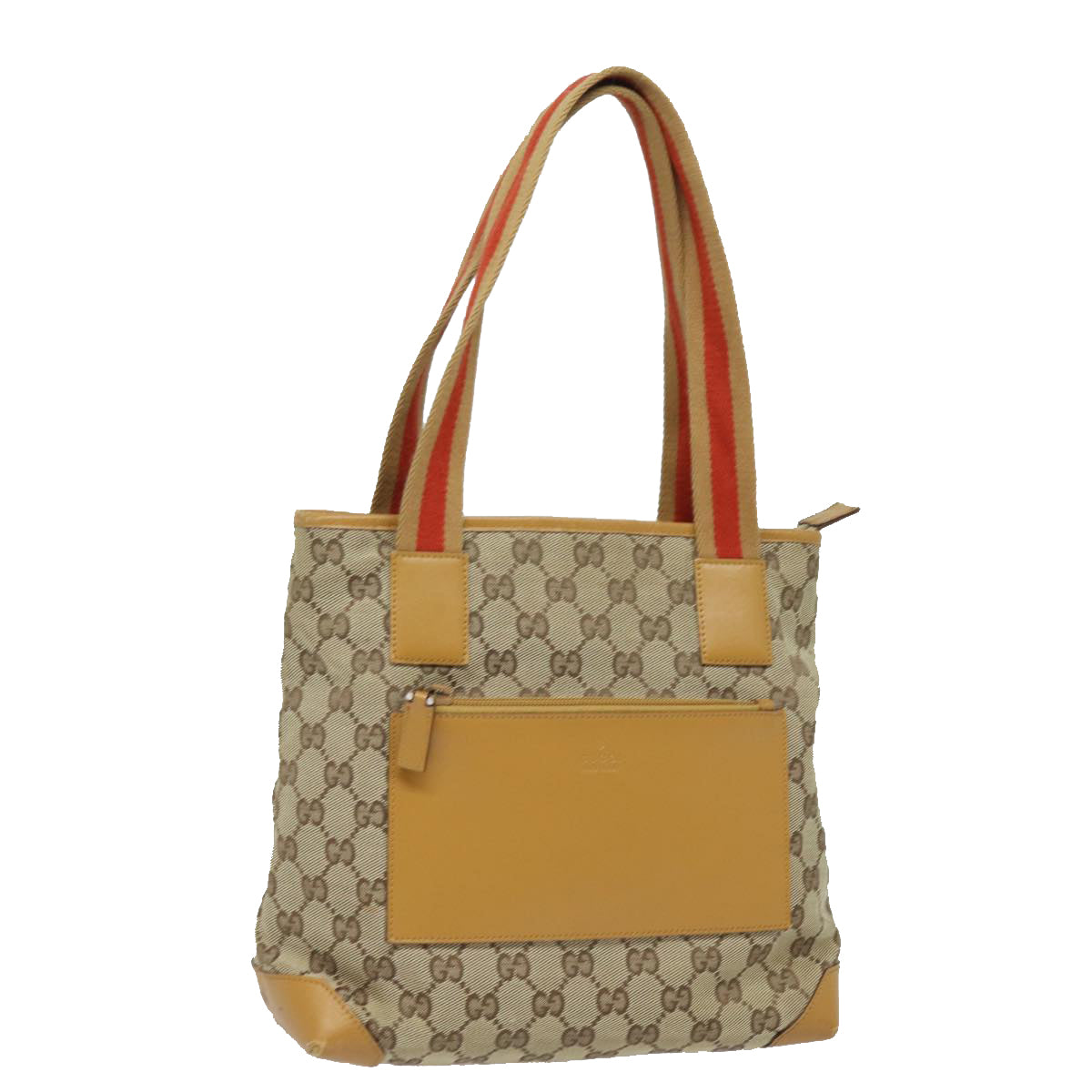 GUCCI GG Canvas Sherry Line Hand Bag Beige Red Brown 019 0402 Auth 80606