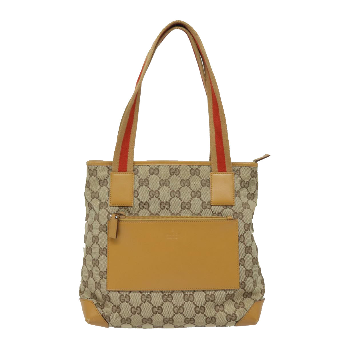 GUCCI GG Canvas Sherry Line Hand Bag Beige Red Brown 019 0402 Auth 80606