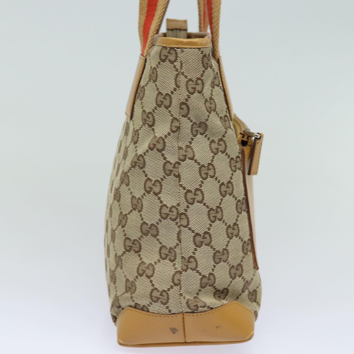 GUCCI GG Canvas Sherry Line Hand Bag Beige Red Brown 019 0402 Auth 80606