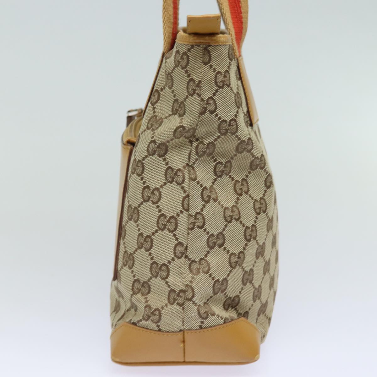 GUCCI GG Canvas Sherry Line Hand Bag Beige Red Brown 019 0402 Auth 80606