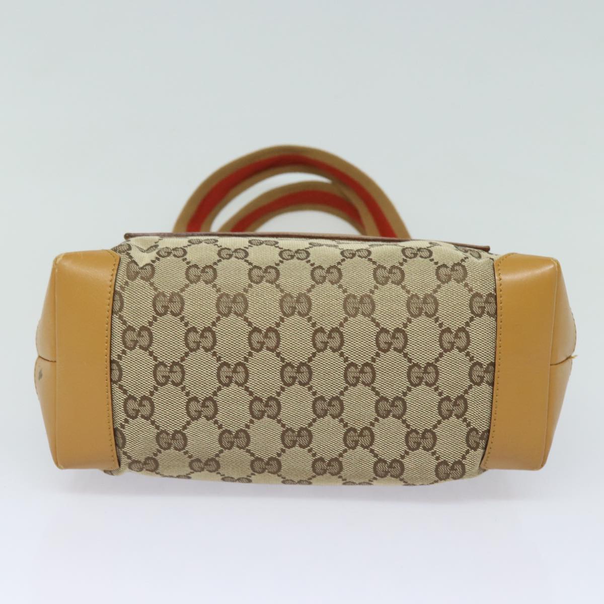 GUCCI GG Canvas Sherry Line Hand Bag Beige Red Brown 019 0402 Auth 80606