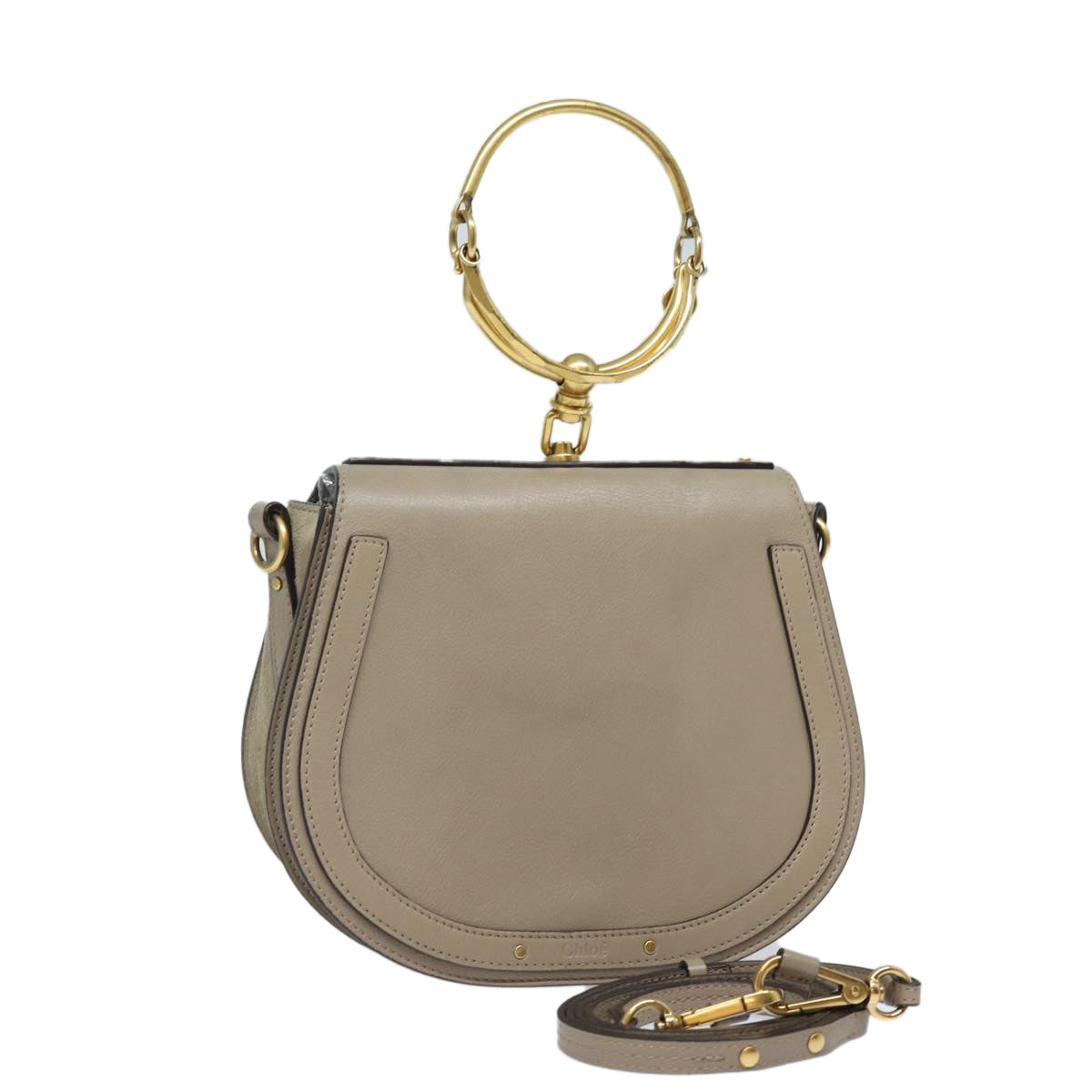 Chloe Nile Hand Bag Leather 2way Beige Auth 80607