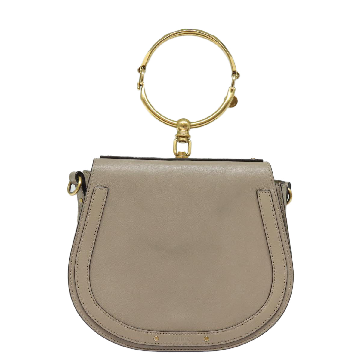 Chloe Nile Hand Bag Leather 2way Beige Auth 80607