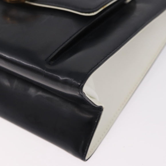 Salvatore Ferragamo Gancini Hand Bag Patent leather 2way Black Auth 80608