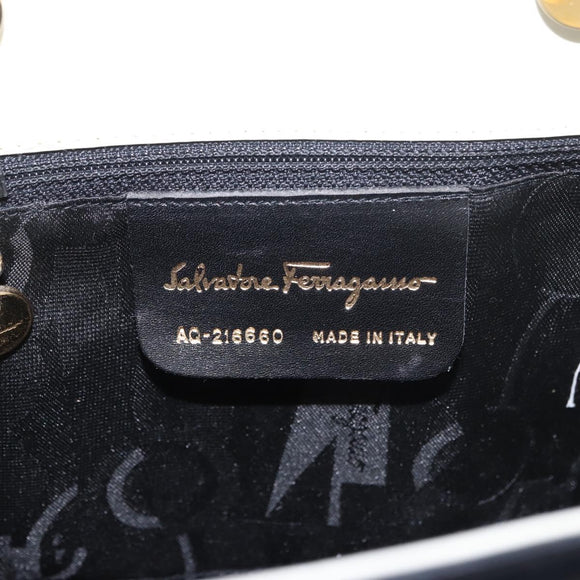 Salvatore Ferragamo Gancini Hand Bag Patent leather 2way Black Auth 80608