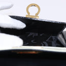 Salvatore Ferragamo Gancini Hand Bag Patent leather 2way Black Auth 80608-26