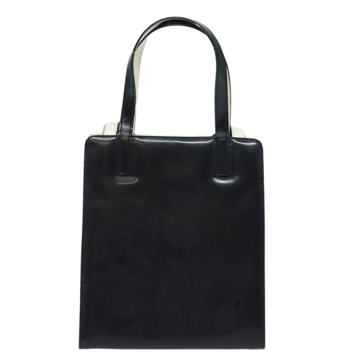 Salvatore Ferragamo Gancini Hand Bag Enamel 2way Black Auth 80608 - 0