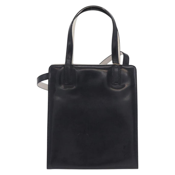 Salvatore Ferragamo Gancini Hand Bag Patent leather 2way Black Auth 80608