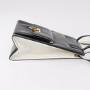 Salvatore Ferragamo Gancini Hand Bag Patent leather 2way Black Auth 80608-3