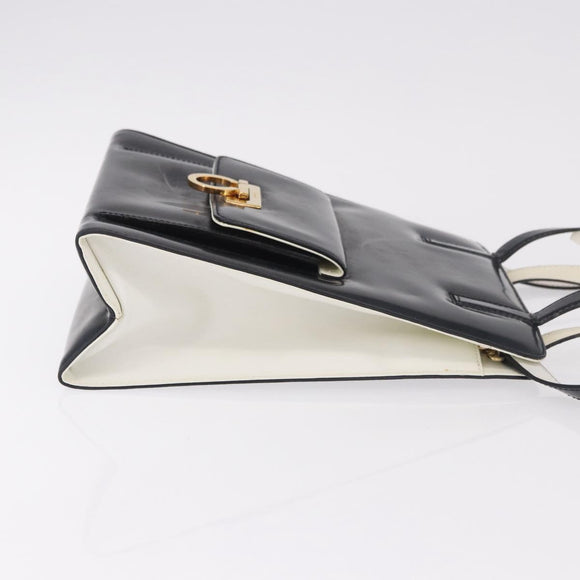 Salvatore Ferragamo Gancini Hand Bag Patent leather 2way Black Auth 80608