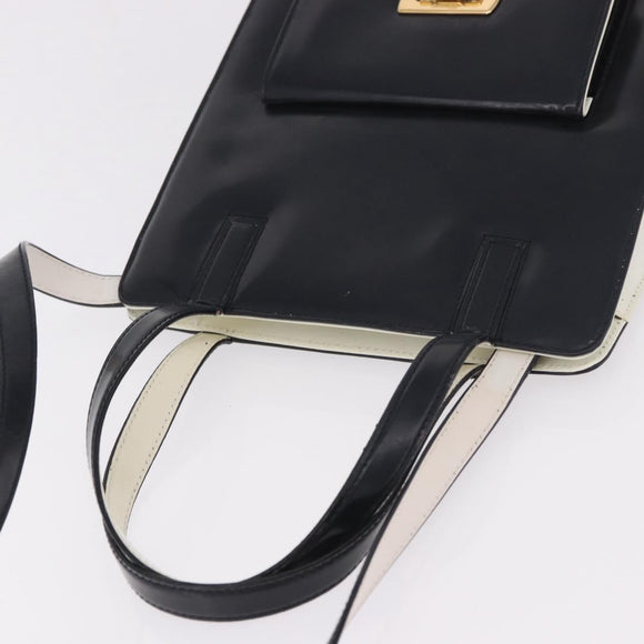 Salvatore Ferragamo Gancini Hand Bag Patent leather 2way Black Auth 80608