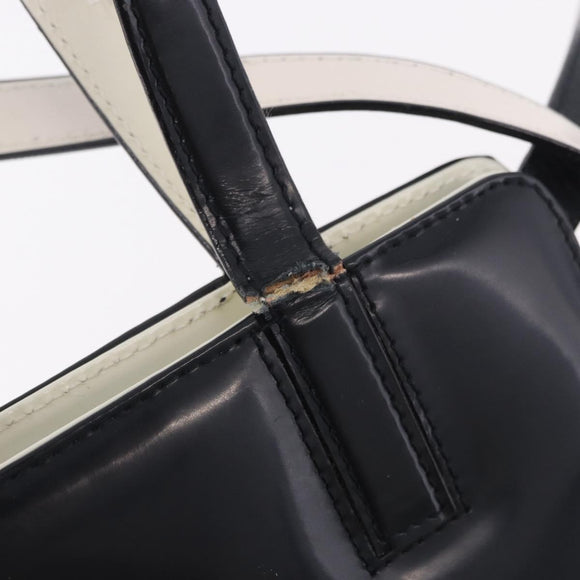 Salvatore Ferragamo Gancini Hand Bag Patent leather 2way Black Auth 80608