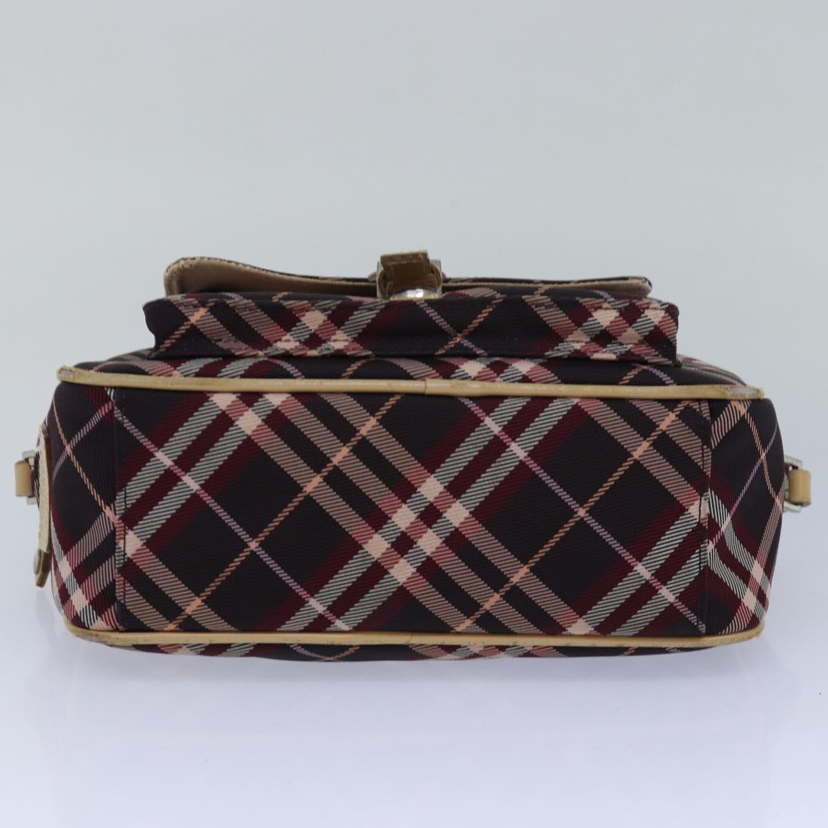 BURBERRY Nova Check Blue Label Shoulder Bag Nylon Red Auth 80617