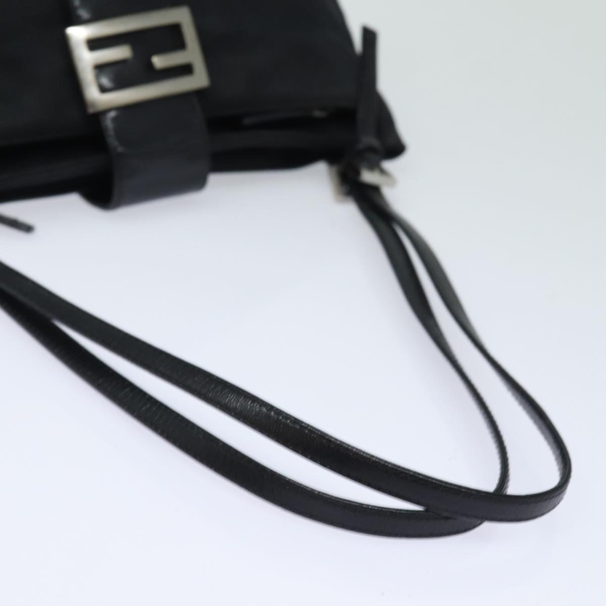 FENDI Mamma Baguette Shoulder Bag Nylon Black Auth 80619