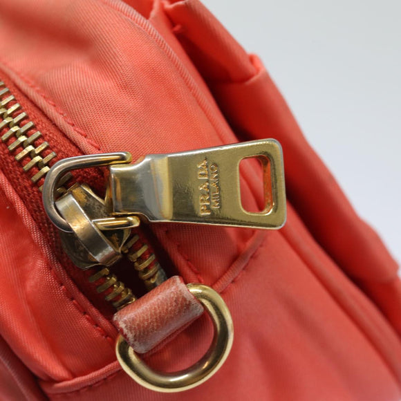 PRADA Ribbon Shoulder Bag Nylon Orange Auth 80629