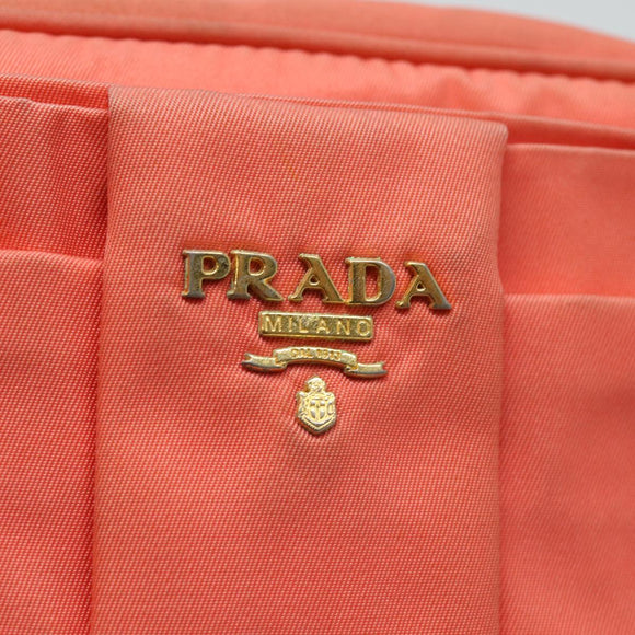 PRADA Ribbon Shoulder Bag Nylon Orange Auth 80629