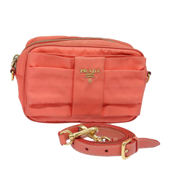 PRADA Schultertasche Ribbon Nylon Orange Auth 80629