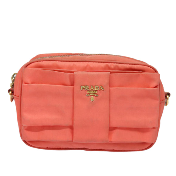 PRADA Schultertasche Ribbon Nylon Orange Auth 80629