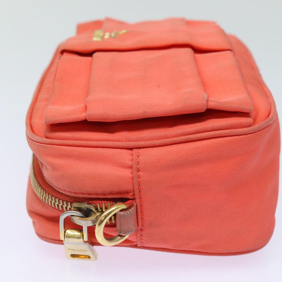 PRADA Ribbon Shoulder Bag Nylon Orange Auth 80629