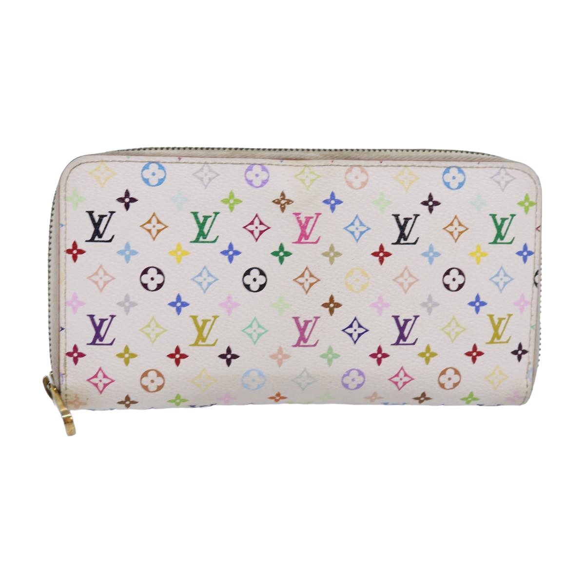 LOUIS VUITTON Monogram Multicolor Zippy Wallet White M60241 LV Auth 80667