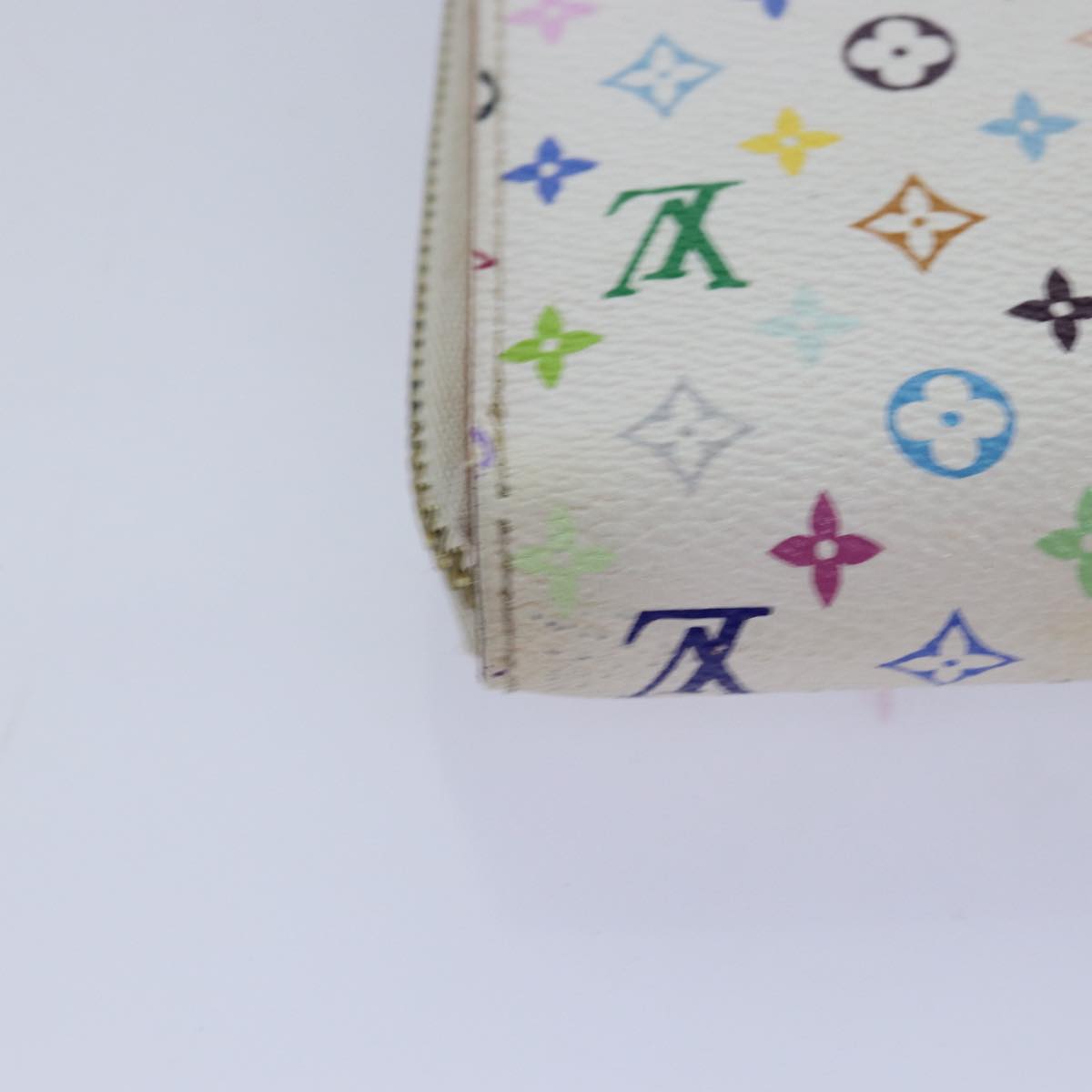 LOUIS VUITTON Monogram Multicolor Zippy Wallet White M60241 LV Auth 80667