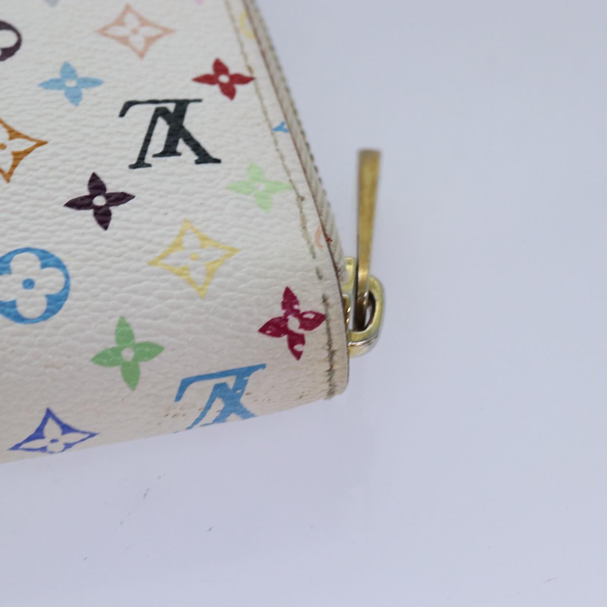 LOUIS VUITTON Monogram Multicolor Zippy Wallet White M60241 LV Auth 80667