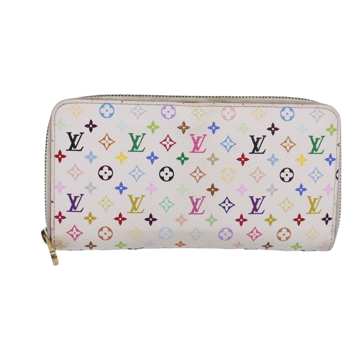 LOUIS VUITTON Monogram Multicolor Zippy Wallet White M60241 LV Auth 80667