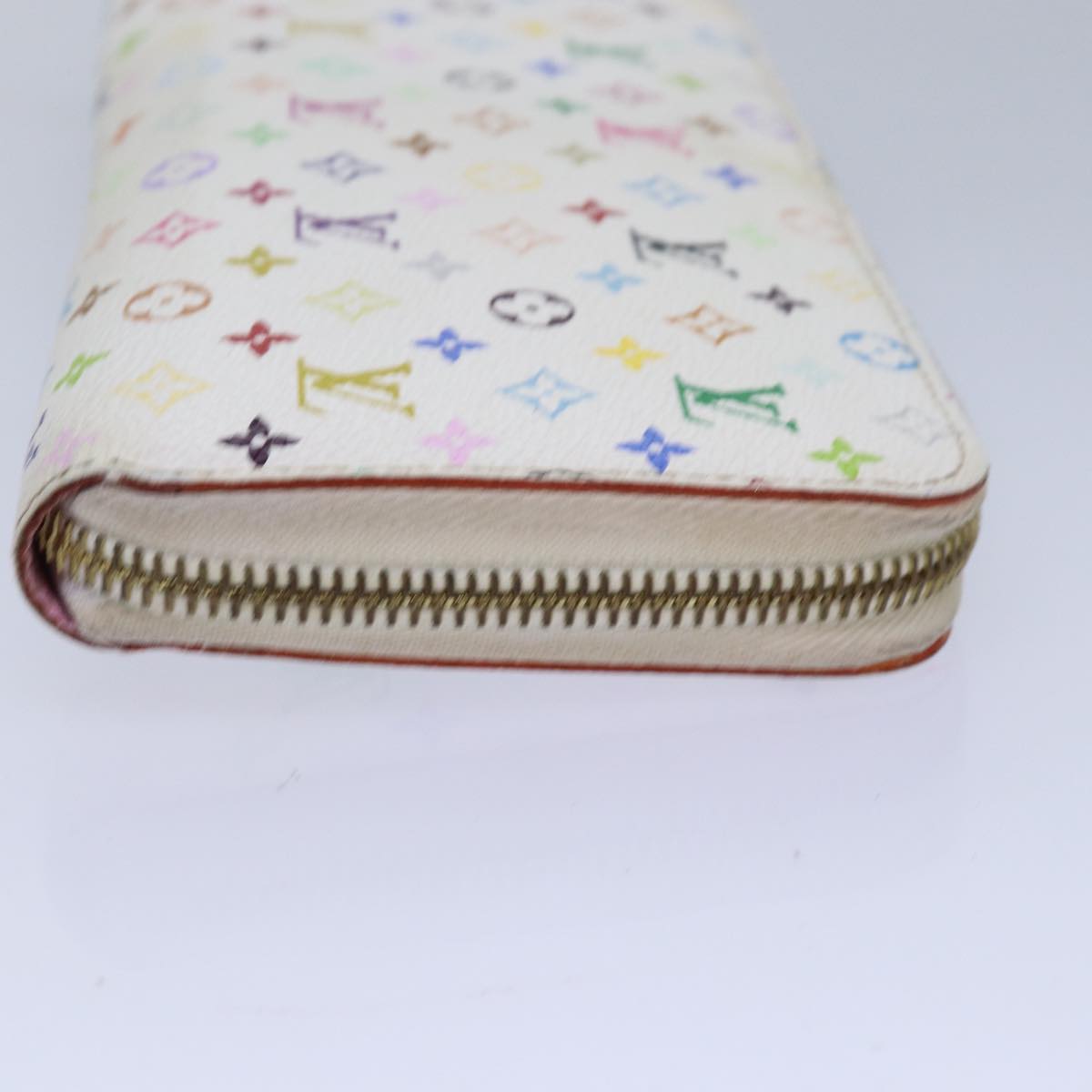 LOUIS VUITTON Monogram Multicolor Zippy Wallet White M60241 LV Auth 80667