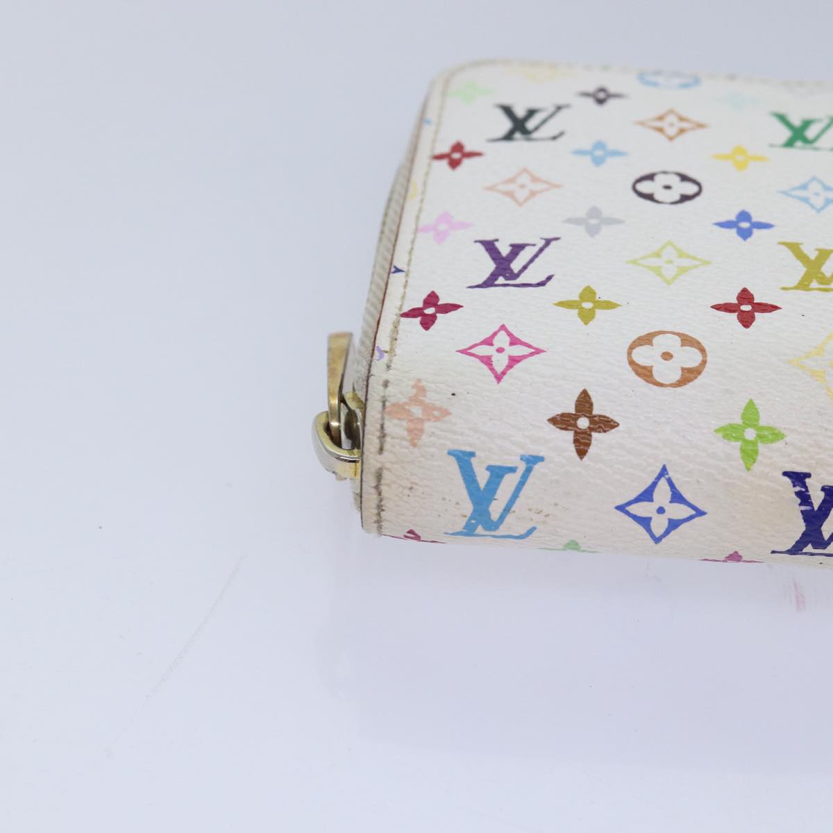 LOUIS VUITTON Monogram Multicolor Zippy Wallet White M60241 LV Auth 80667