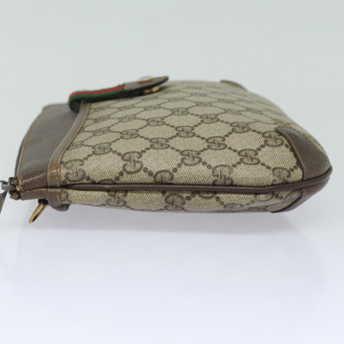 GUCCI GG Supreme Web Sherry Line Shoulder Bag PVC Beige Auth 80683