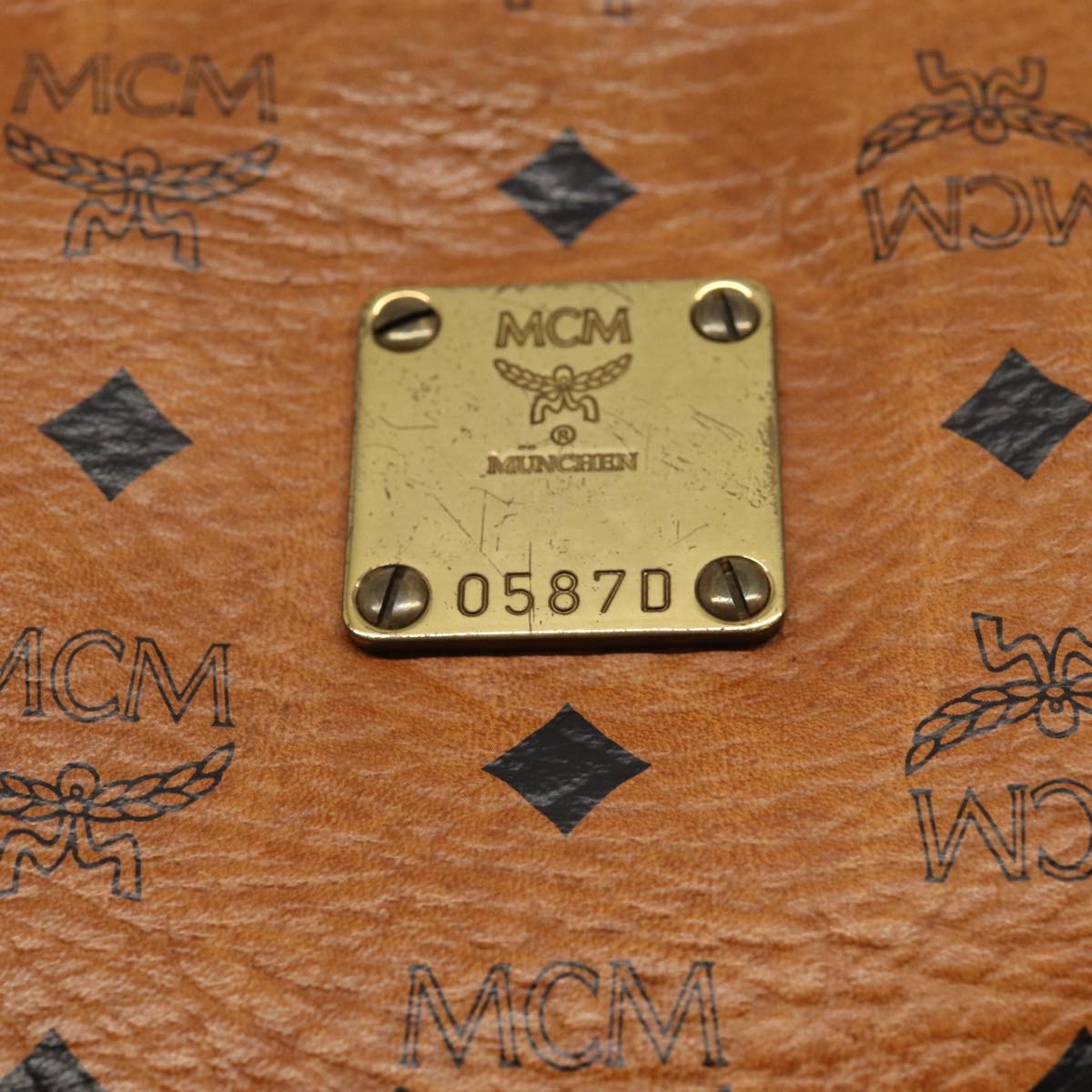 MCM Vicetos Logogram Clutch Bag PVC Leather Brown Auth 80690