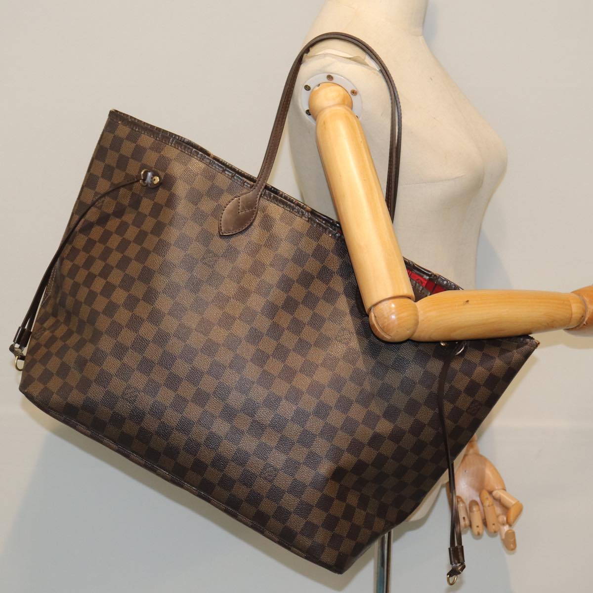 LOUIS VUITTON Damier Ebene Neverfull GM Tote Bag N51106 LV Auth 80692