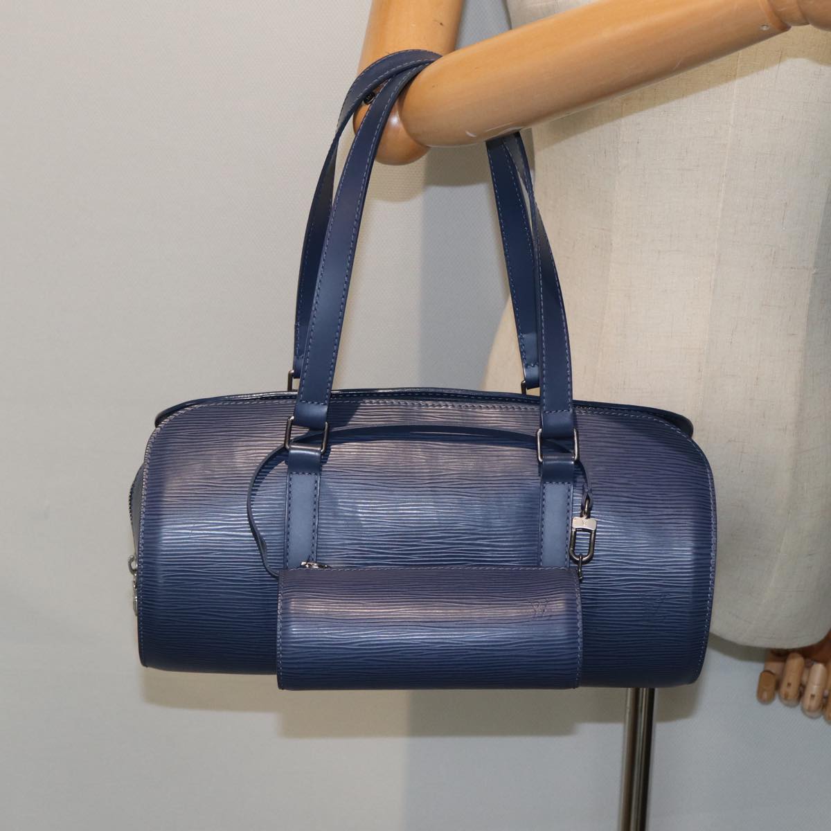 LOUIS VUITTON Epi Soufflot Hand Bag Blue Myrtille M5222G LV Auth 80696