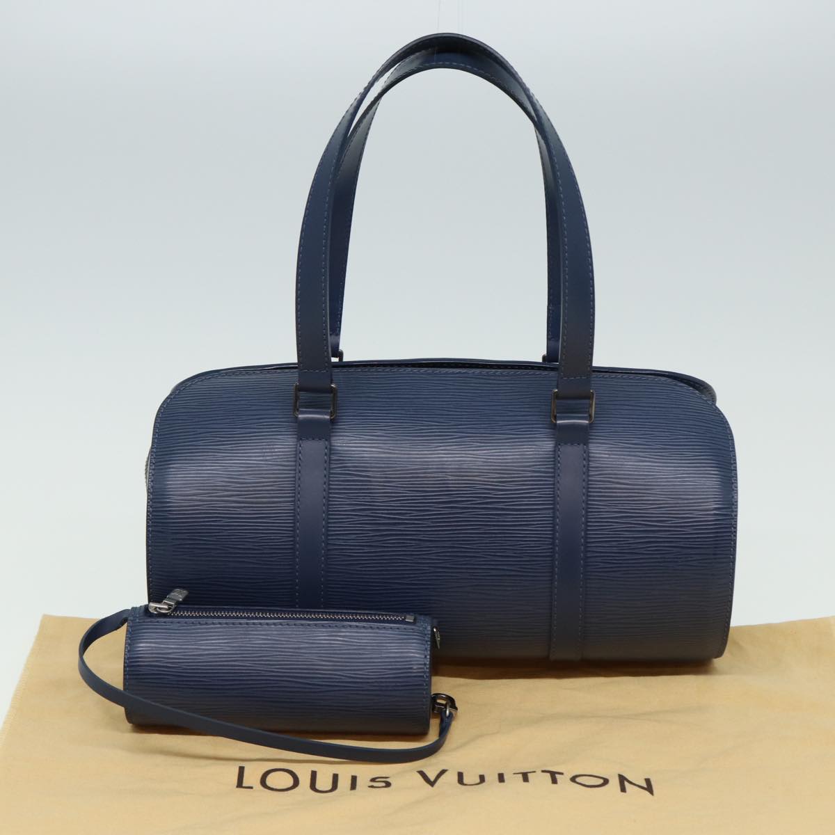 LOUIS VUITTON Epi Soufflot Hand Bag Blue Myrtille M5222G LV Auth 80696